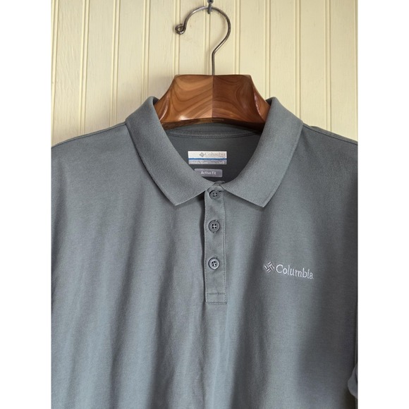 Columbia Polo Shirt Mens Large Gray Active Fit Performance Golf Outdoors Casual - Picture 1 of 7